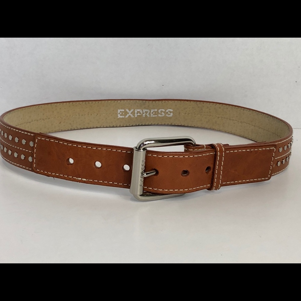 Express Tan 100% leather studded belt size small